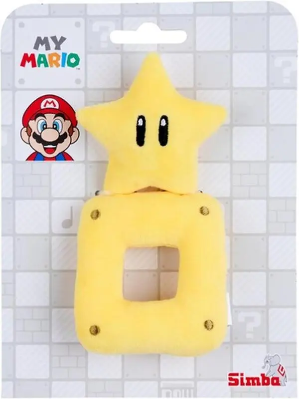 Jada Toys Super Mario 6" Unisex Plush Toy Star with Rattle for Infants & Parents, Video Game Collectible Plush, Video Games