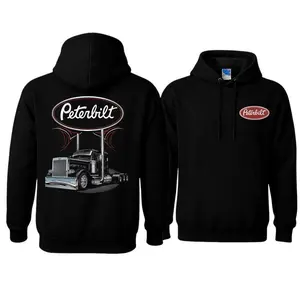 Peterbilt Classic Trucker Hoodie, Chrome Semi-Truck Graphic with Dual Exhaust Pipes, Diesel Nation Peterbilt Graphic Shirt, For Truck Drivers & Rig Enthusiasts, Gift for Hauling Crew & Big Rig Fans