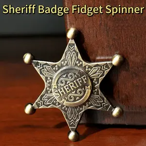 Sheriff Badge Fidget Spinner Metal，Birthday，6-point star Themed，Board game decompression toy，Neptune Badge Fingertip Topspin