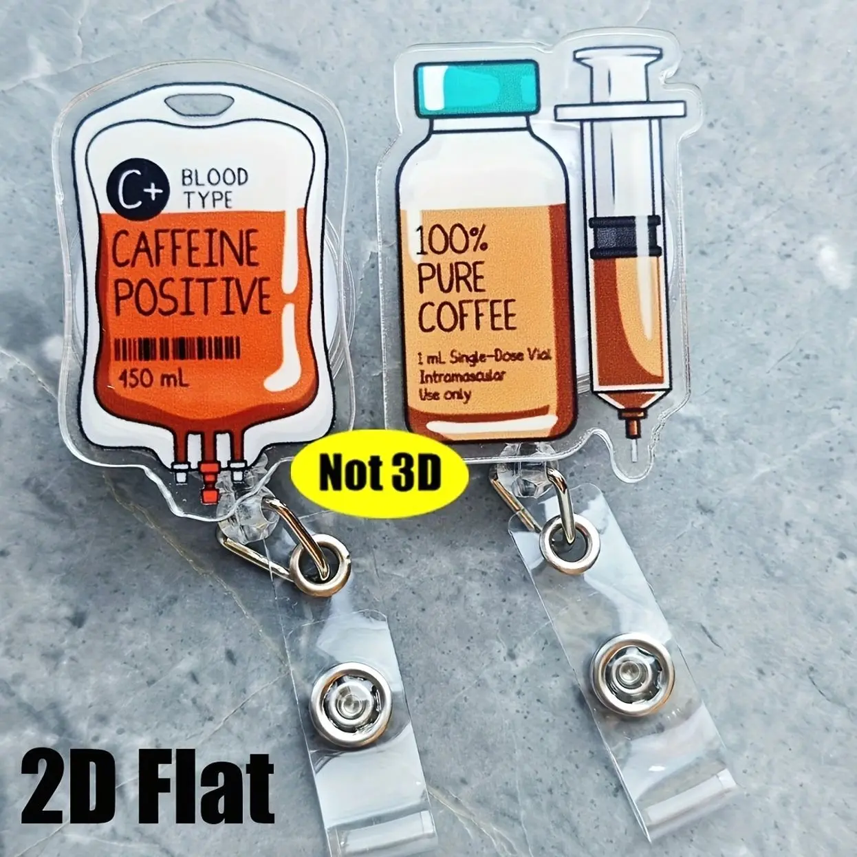 2D Half Fun Creative Retractable Badge Reel/Lightweight Name Badge Clip with Belt Attachment/Perfect for Nurses, Workers, Doctors, Rns, Cnas/Playful Design Sturdy Badge Holder
