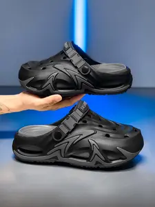 Men's Thick-Soled Clogs, Breathable Hollow Two-Way Slides, Non-Slip Elevated Casual Outdoor Summer Slippers for Daily Wear