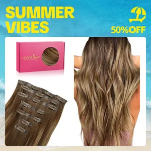 WENNALIFE Seamless Clip In Hair Extensions Human Hair 7pcs 130g to 150g 14in-22in Seamless Narrow Weft Flat Style Clip Ins #Summervibes