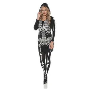 Women's Skeletal Hoodie Dress Costume