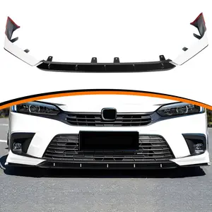 Front Lip Spoiler For 2022-2024 Honda Civic Durable Material Black White Front Splitter Chin Spoiler Body Kit for 11th Gen Civic Easy Install Car Exterior Upgrade Sport Style Exterior Mod car  gifts