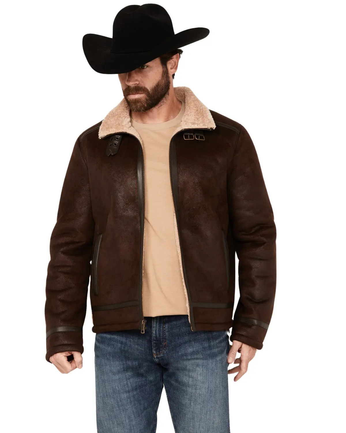 Moonshine Spirit Men's Spirit&Reg; Men'S Sherpa Lined Faux Leather Jacket - Msho23o15-Dkbrn