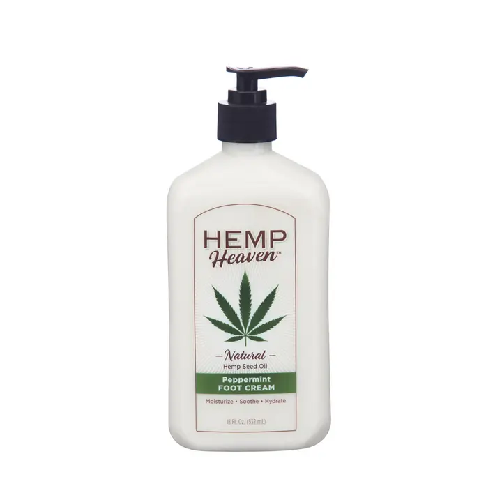 Hemp Heaven Hemp Foot Cream - Lotion Peppermint Scent - Natural Hemp Seed Oil, Paraben-Free, 18 oz, Made in USA, Nourishing for Men & Women, EWG Verified, Anti-Aging , Silky, Coconut