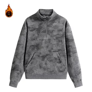 Half Zipper Turtleneck Tie-Dye Fleece Sweatshirt Unisex Autumn Winter Couple Thick Warm Trendy Jacket Sweater Menswear Hoodie Fall Outfits Streetwear California Outfit California Outfits California Outfits Streetwear Y2K Clothing - Matching