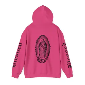 Virgencita de Guadalupe Blessed Hooded Sweatshirt Classic Cotton Fabric Menswear Pocket Soft