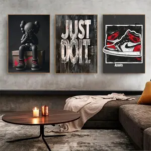 Set of 3 Digital Sneakerhead Art Prints, KAWS Figure and Nike-Inspired Wall Decor, Printable Hypebeast Poster Collection,Street Art Digital