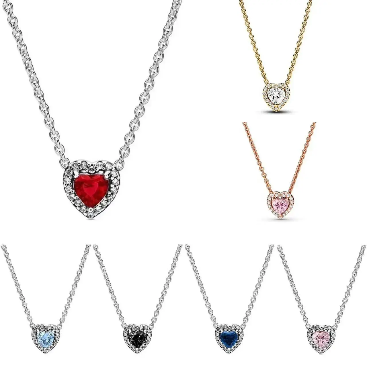 FashionUS - Timeless Heart-shaped Necklace 925 Sterling Silver Sparkling Zircon Heart Pendant - Luxury Charm Women's Elegant Gift