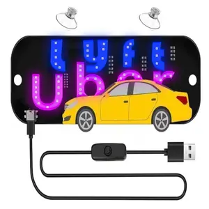 LED Light Sign for Car, Taxi Sign Light Windshield Led Sign Car LED Decal with Suction Cups USB Plug for Cars, Trucks, SUVs(Blue)