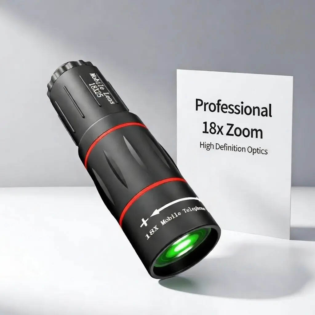 18x Telescope (Standard Version) Portable Compact High-Definition Clip-On Smartphone Lens Kit with Optical Zoom, Anti-Shake Scope for Hiking, Hunting, Mobile, Abs, High Defnition, Hikers Hunters