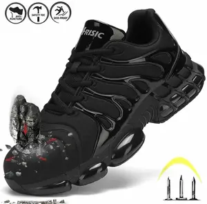 Steel Toe Shoes Men Lightweight Comfortable Work Shoes Slip On Safety Shoes Walking Sneakers Puncture Proof Loafers Outdoorfun