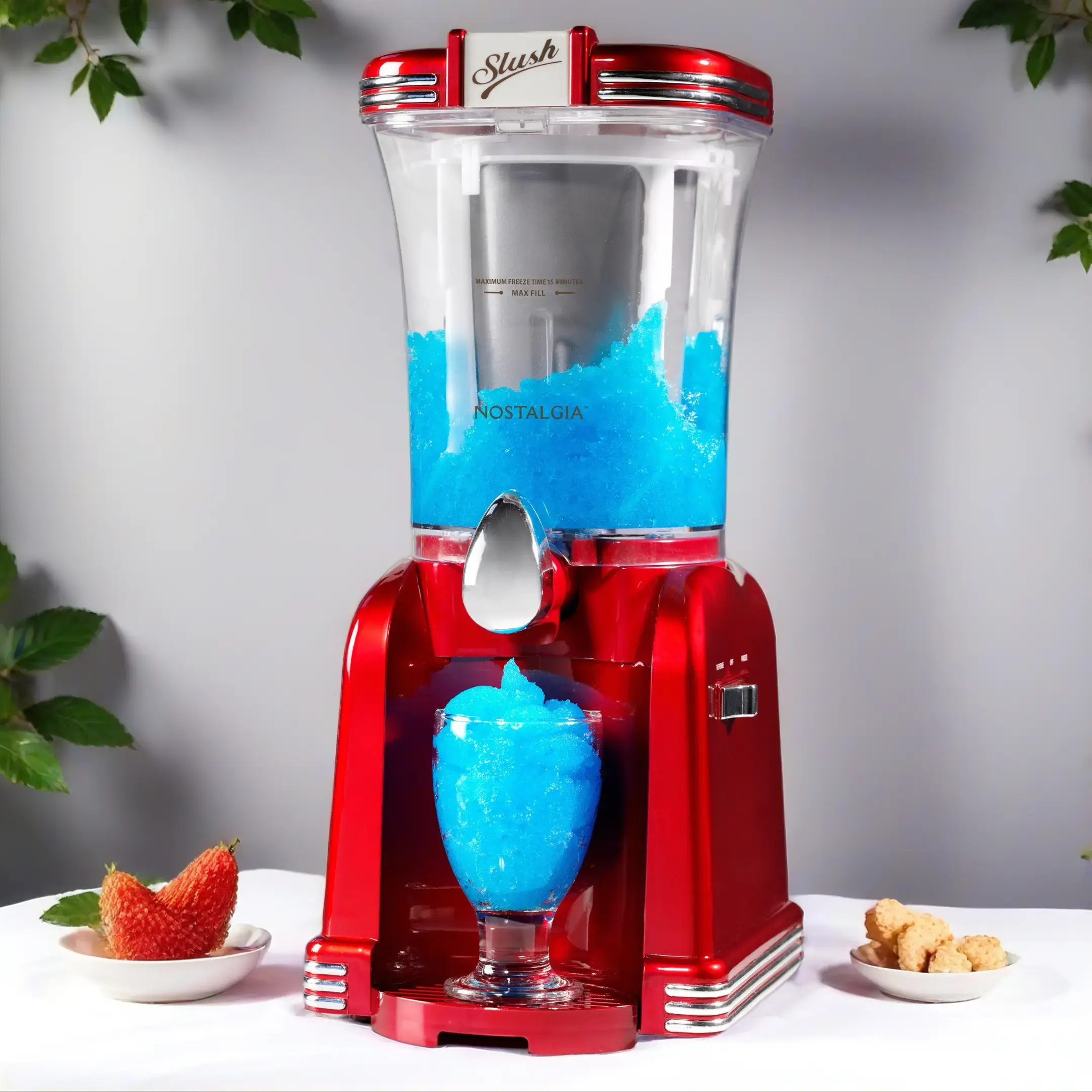 Nostalgia 32-Ounce Retro Slush Drink Maker with Easy-Flow Spout 3-Way Switch Detachable Cup Rest Cord Storage Clear Chamber for Smooth Frozen Drinks Nostalgia 32-Ounce Retro Slush Drink Maker with Easy-Flow Spout 3-Way Switch Detachable Cup Rest Cord Storage Clear Chamber for Smooth Frozen Drinks