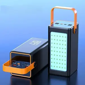 Portable Power Bank 60000mAh PD66W, Outdoor Camping LED Light, Universal Electronics Accessories for Smartphone, Micro Devices Charging, Black