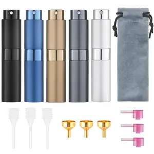 Travel Perfume Atomizer Refillable 8ml (5 PCS), Travel Cologne Sprayer Mini, Perfume Bottle Empty Small (5 Colors)