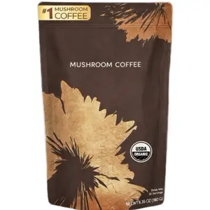 Mushroom Coffee Organic 6 Mushrooms with Lion's Mane Reishi Cordyceps Shitake King Trumpet & Turkey Tail Instant Coffee Powder for Energy Digestion & Immune Support