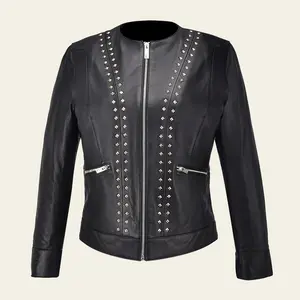 Women's Studded Leather Jacket