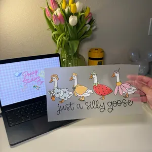 Girly silly goose DTF transfer ready to presss