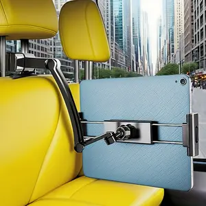 Car Tablet Holder Back Seat Headrest Long Arm Phone Stand Rear Pillow Handphone Bracket Smartphone Support 4.7-12.9 Inch Device for iPad