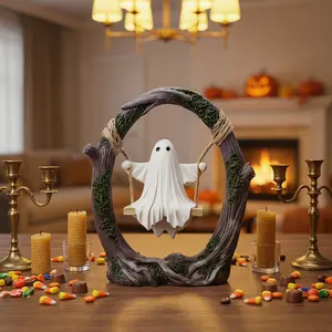 Cute Ghost Swing Statue Resin Craft Ornament, Halloween Decoration, Home Decor Item, Gift Idea, 1 Piece, Perfect for Festive Season