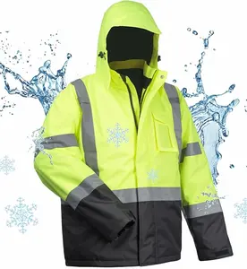 toolant Warm Safety Jackets for Men, High Visibility Reflective Work Jackets, Waterproof Construction Coats for Cold Weather