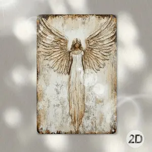 2D Flat Printing, 1pc, Angel Wings Metal Sign Decorative Signs and Plaques Tin Signs(8"x12"), Rustic Style, Wall Decor, Bar, Cafe, Christmas, Easter, Birthday Gift, Friend Gif