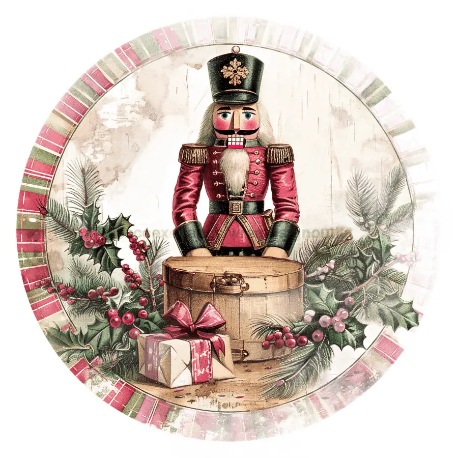 Pink Christmas Nutcracker, DCO-102669-D, Sign For Wreath, 18" Door Hanger