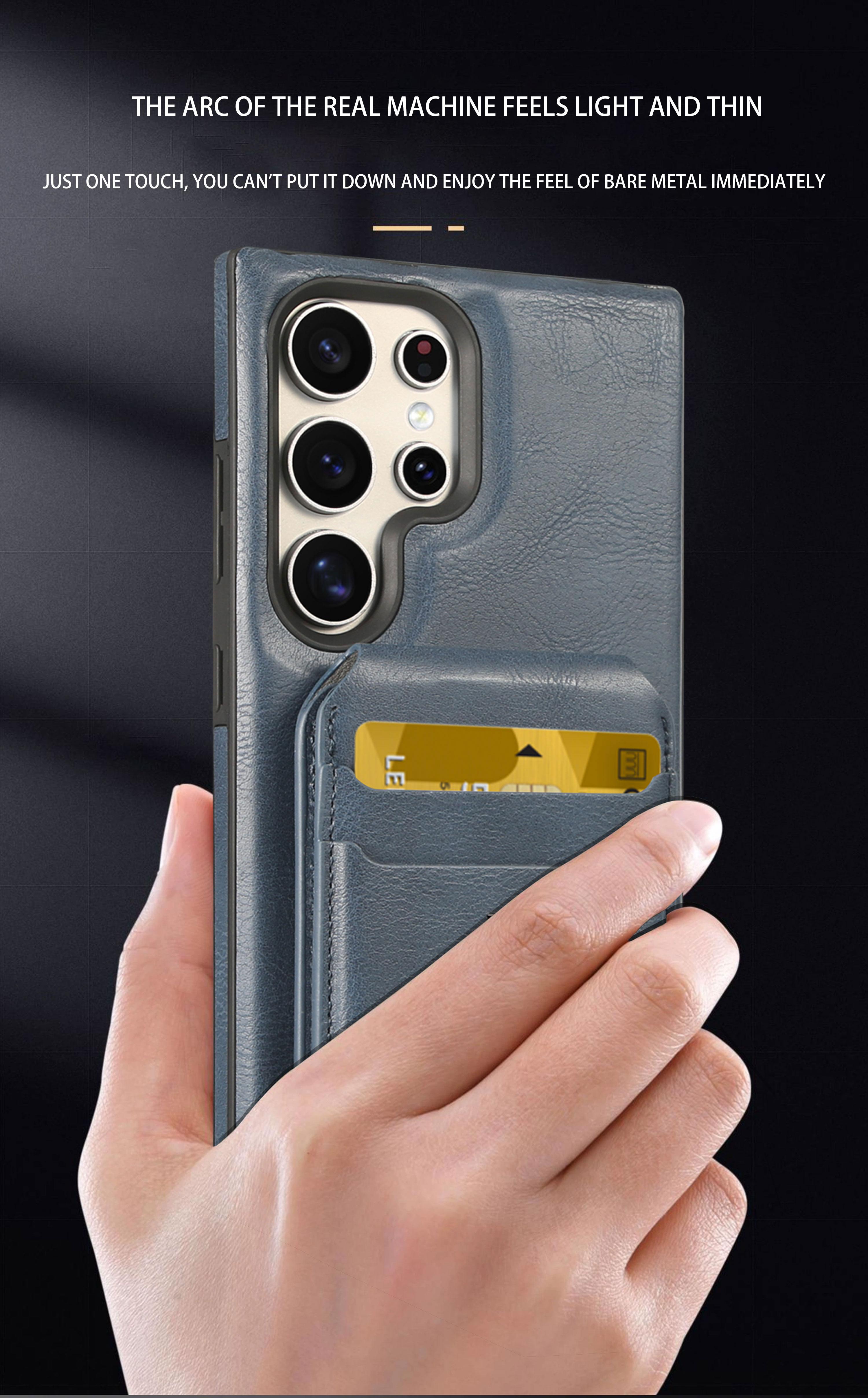 New Leather Business Magnetic Detachable Card Bag Stand Case For Samsung S24Plus/S23Ultra/S24/S23/S24Ultra Full Shockproof Card Slot Protective Cover For Men And Women