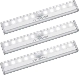 Motion Sensor LED Under Cabinet Lights, 10 LED Light Strips for Closet, Kitchen, Bathroom, Pantry  Battery Operated, Wireless, Peel and Stick, 3 Pack