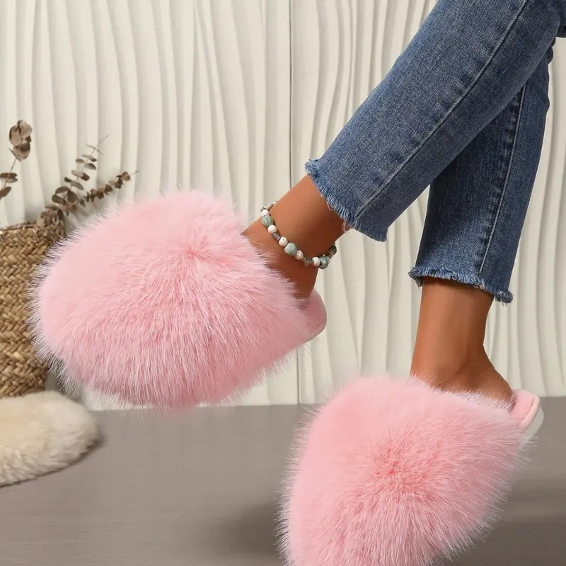 Women's Plush Slippers, Trendy Casual House Slippers, Comfortable Indoor Shoes, Soft Design, Perfect for Home Use, Fashionable Women's Footwear
