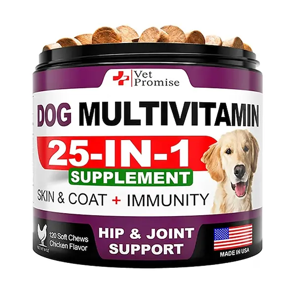 Dog Multivitamin Chews with Glucosamine, Daily Dog Vitamins & Supplements for Puppies & Senior Dogs, Supports Joint, Mobility, Immune, Gut, Skin, Coat & Energy, 120 Chews