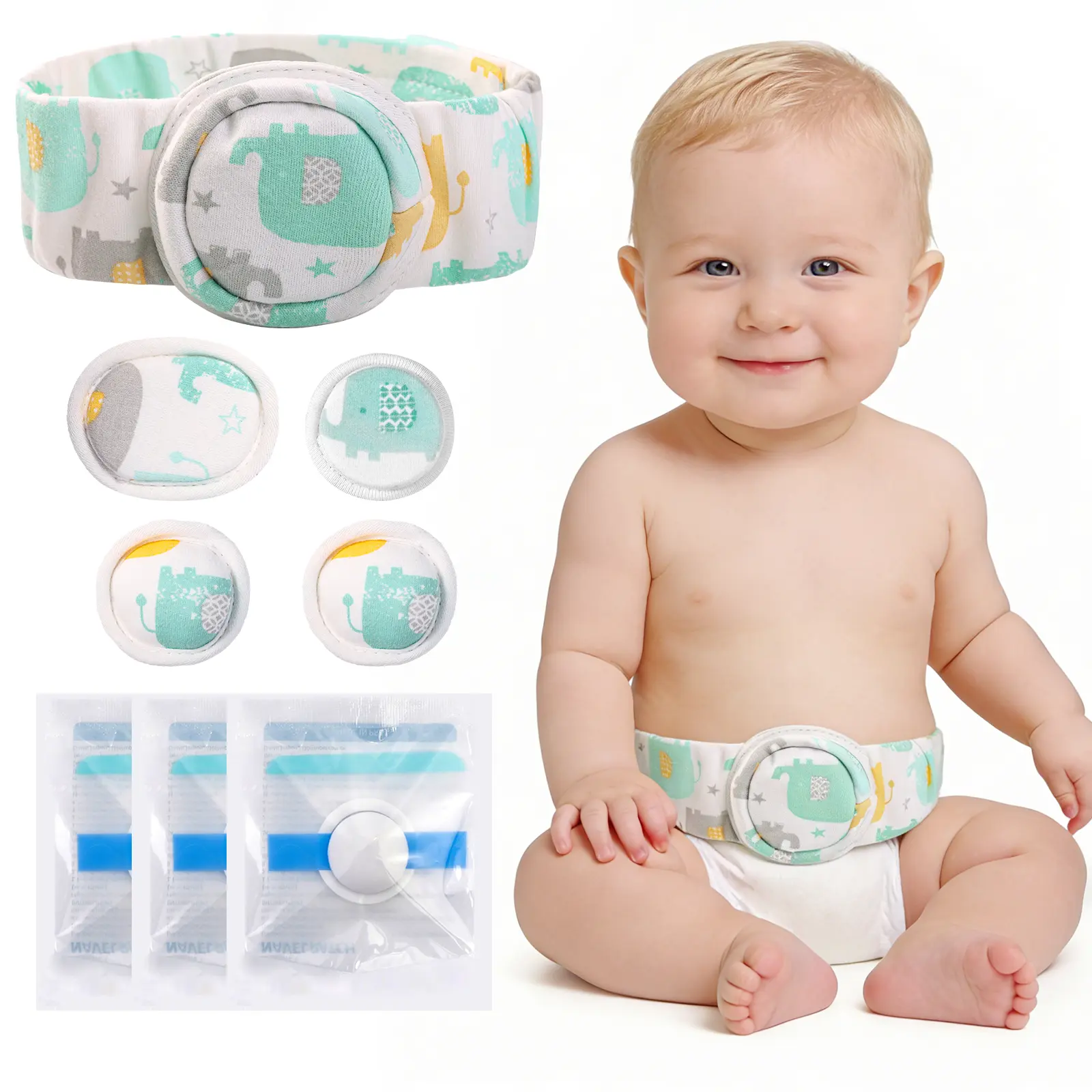 Baby Umbilical Hernia Belt - Soft Cotton Waterproof Navel Support Wrap for Newborns, Adjustable Comfortable Secure Practical Belly Band with Gentle Skin-Friendly Design for Bath Time, Essential Support for Umbilical Hernias