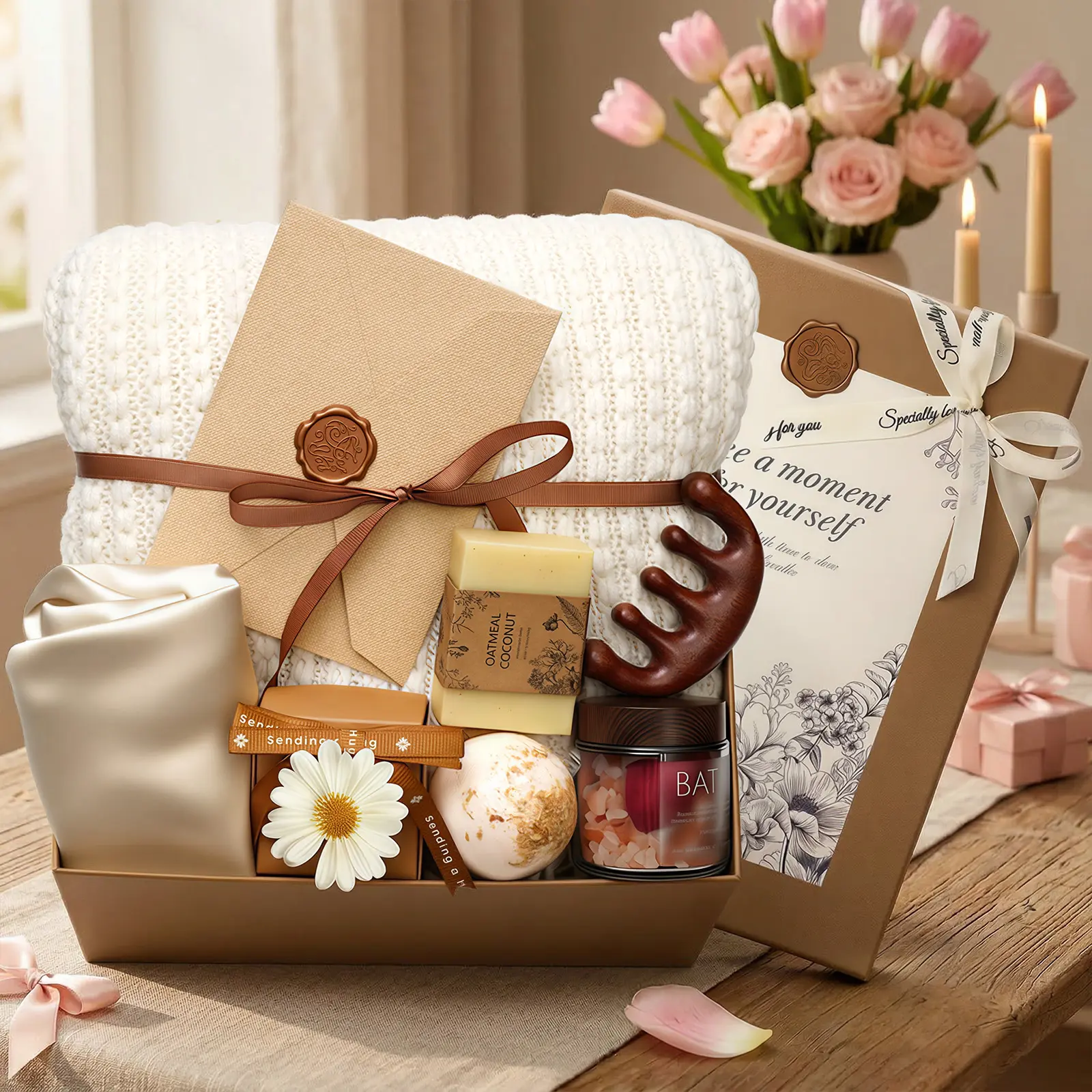 Graduation Gift Basket, Relaxing Spa Gifts, Birthday Gifts, Care Package, Unique Anniversary Gifts, For wives, girlfriends, friends, sisters, grandmothers, teachers, nurses, and more