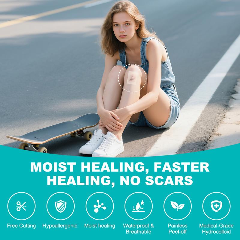 TINBOTO Hydrocolloid Roll for Wound Care Medical-grade Self-Adhesive Bandages 2IN x 4.8FT Effective Wound Management