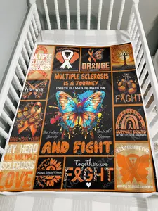 Multiple Sclerosis Journey Blanket, Butterfly Decor, Gift For Female, Support Blanket, Sofa Throw Blanket Comfort Warmth Soft Blanket Fleece Blanket, Sherpa Blanket