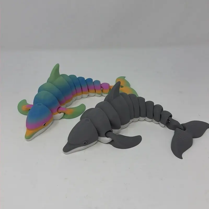 Flexi Dolphin 3D Printed Lightweight Stress Relief Toy - Eco-Friendly Nature-Infused, Beach House Décor, Nautical-Themed Spaces Ornament, Thoughtful Sea Life Gift