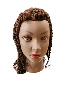 Human Mannequin Head 100% Real Hair, 16 Inch Women's Hairstyling Model, African Hair Texture Practice Dummy for Curling, Braiding, Twisting, Training Mannequin Head