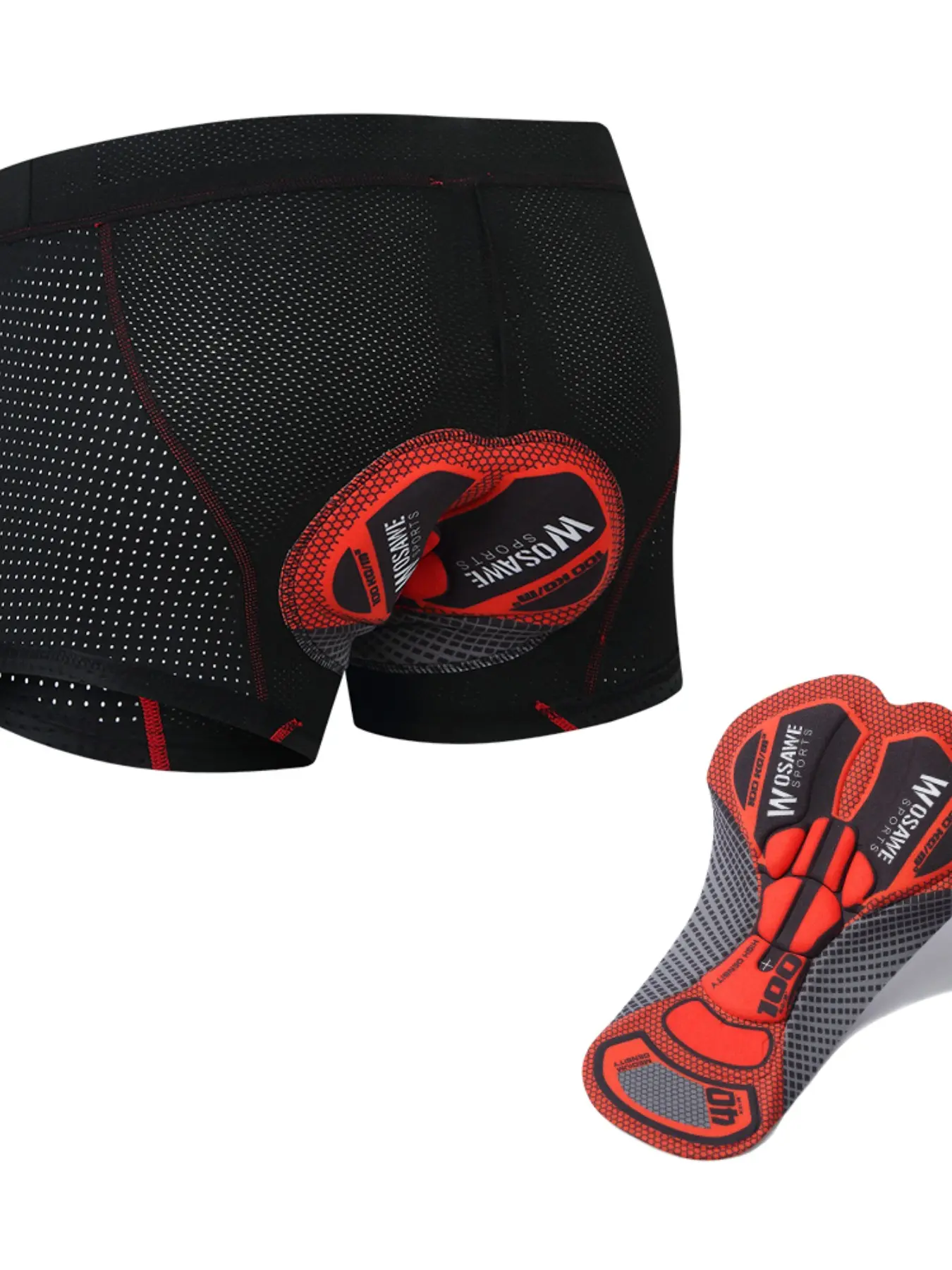 Wosawe Men's Biking Underwear, Quick-Dry Breathable Road Bike Silicone Pad Shorts, All Seasons Cycling Gear, Comfortable and Durable