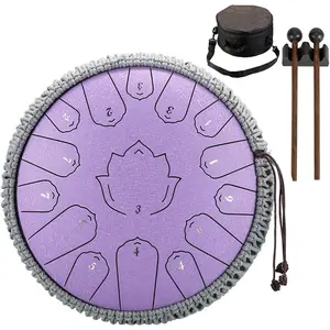 Steel Tongue Drum 13 Inch 15 Notes C Major Percussion Instruments, Steel Drum Musical for Meditation Yoga Zen, Hand Pan Drums Instruments C Major with Drum Mallets and Carry Bag ()