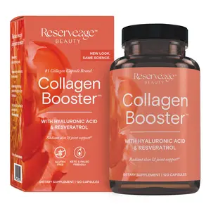 Reserveage Beauty Collagen Booster - 120 Capsules for Skin & Joint Health - Supports Healthy Collagen Production with Hyaluronic Acid & Resveratrol - Gluten-Free & Non-GMO Supplement - Fitness, Edible