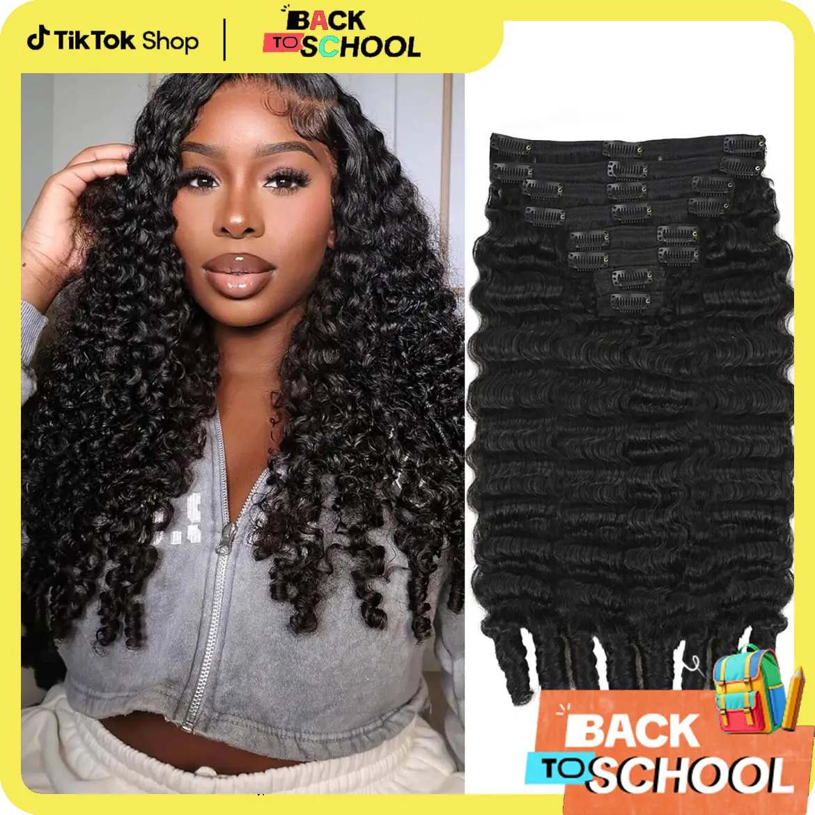 STERLY Burmese Curly 18 Clips In Hair Extensions Natural Color Brazilian 100% Real Human Hair 8 Pieces for Women PU Clip In Curly Wave Hair Extensions Human Hair Extension 8 Count with 18 Clips 120 g/Set 240 g/2 Set #TikTokShopBackToSchool#SohoChic