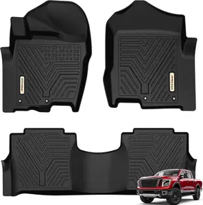 YITAMOTOR Floor Mats for 2017-2021 Nissan Titan & 2016-2021 Titan XD Crew Cab - Custom Fit 1st & 2nd Row All-Weather Protection Black Liners