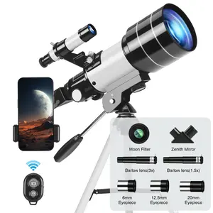 Telescope for Adults & Kids, 70mm Aperture 300mm Refractor Telescope, Portable Travel Refractor Telescopes for Astronomy Beginners with Tripod, Phone Adapter