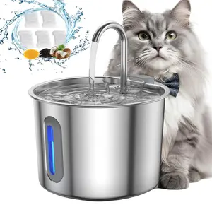 Cat Automatic Water Fountain 2.2L Stainless Steel Pet Water Fountain with 5 Filters Ultra-Silent for Dogs & Cats Automatic Water Bowl