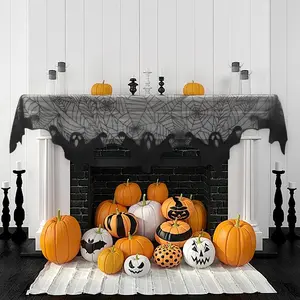 Halloween Themed Table Runner, 1 Count Spider Web Pattern Tablecloth, Decorative Table Runner for Home Kitchen Dining Room