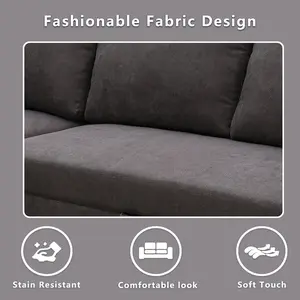 DOMETOUR Sectional Sofa Set Convertible Sofa Bed, Sectional Couch with Storage Chaise, Extra Large L Shaped Sofa Modular Sleeper Sofa, Dark Brown Flannelette 2-Piece