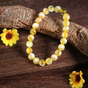 Natural Citrine 5mm Beads Healing Balance Reiki For Abundance lucky Stretch Women Men Crystal 7'' Bracelet Gifts
