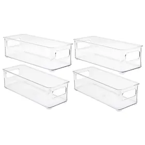 Sorbus Stackable Plastic Storage Bins - NarrowPack of 4