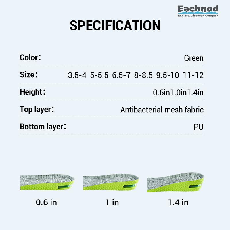 Comfortable Insoles with Air Cushion Height-Increasing Effect and Arch Support